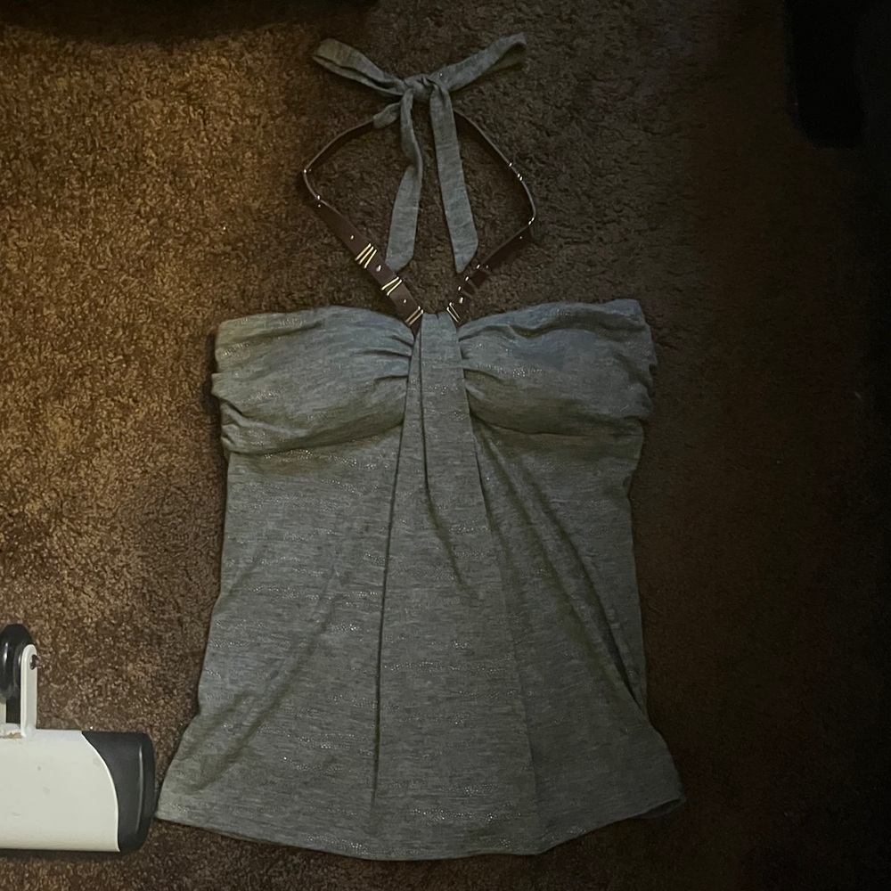 Halter Green Vegan Leather/Metal Trim